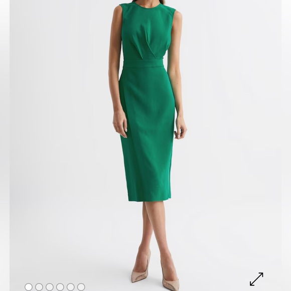 Reiss Dresses & Skirts - REISS Layla Green Crepe Bodycon Sleeveless Round Neck Midi Dress SZ 8P